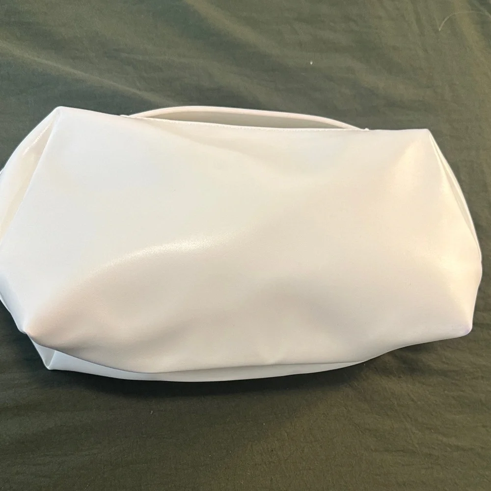 White Cosmetic Pouch with Gold 'K' Accent - Picture 3 of 4